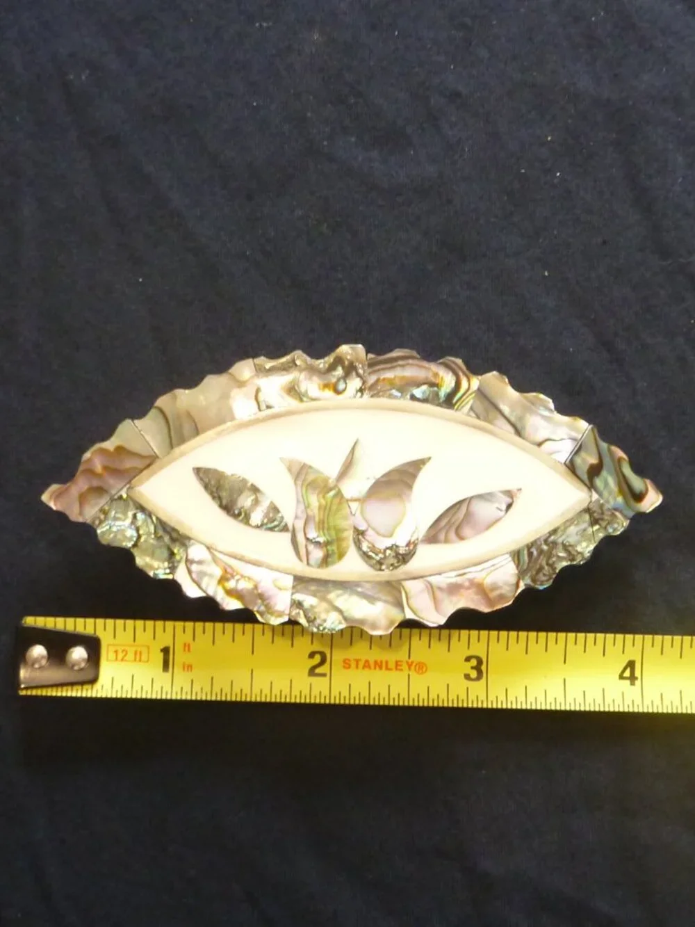 Vintage Mexican Alpaca Silver Inlay Hair Barrette MOP Abalone Shell 3.75